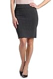 Fishers Finery Women's Ecofabric Ponte Pull On Stretch Above Knee Classic Pencil Skirt - Casual Office Work Attire (Pinstripe, S)