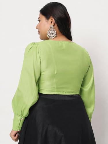 Image of studio rasa Women's Plus Size Chroma Button Down Crop Top for Wedding Festive Party