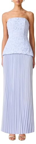 ELLIATT Womens Lacy Strapless Gown Powder Blue S
