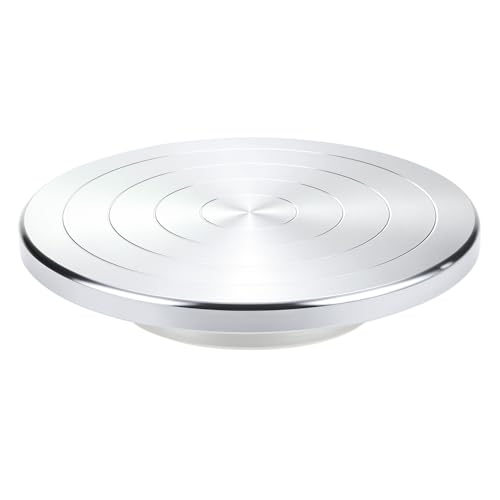 QWORK Sculpting Wheel 8 Inch Double-Sided Aluminum Alloy Turntable with Smooth Rotation Versatile Use for Clay Modeling Cake Decorating and Art Display