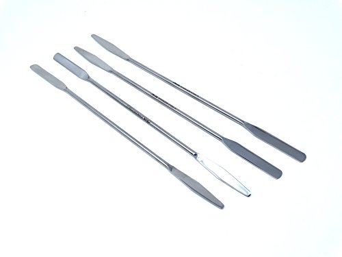 Pack Of 4 Lab Micro Double Ended Spatula Round/Tapered Arrow End (Flat Ends 50Mm X 9Mm), 9" L, Stainless Steel #TOP2