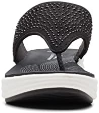 Clarks Drift Jaunt Wedge Sandal, Black Textile, 8 Medium | Image 1