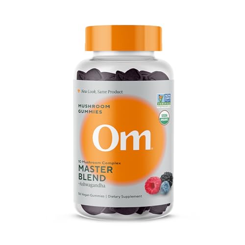 OM MUSHROOM SUPERFOOD Master Blend Mushroom Gummies – Organic 10-Mushroom Complex with Ashwagandha...