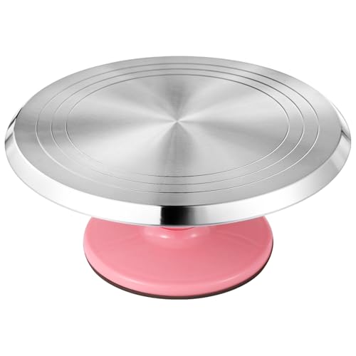 SWEWARM Soporte giratorio de aleación de aluminio de 12 pulgadas, plataforma giratoria para decoración con base antideslizante, pantalla giratoria suave de 360° para hornear pasteles, glaseado