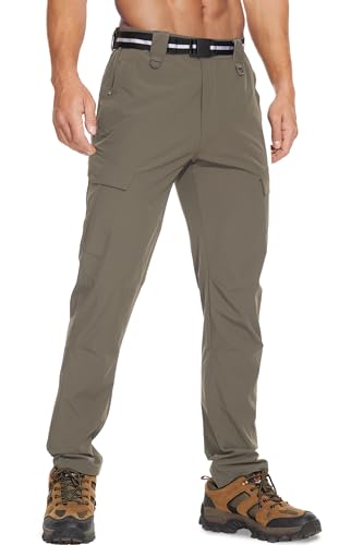 MOURCE Mens Hiking Cargo Pants Lightweight Quick Dry Tactical Work Pants for Fishing Travel Outdoor Khaki
