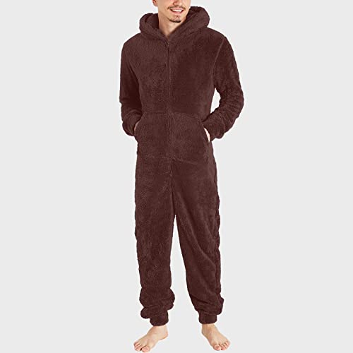 Plus Size Onesie Pajamas for Men Furry Pj Jumpsuits Warm Fleece Rompers One Piece Sleepwear Hooded Winter Jumpers2