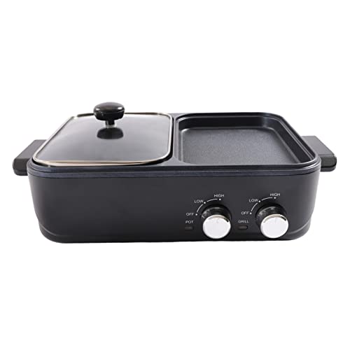 Hotpot Pot Electric Portable 2 In 1 Hot Barbecue Grill Non-Stick Teppanyaki Pan Cooker Baking Electric Hot Pot Electric Barbecue Electric Baking Pan