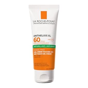 La Roche-Posay Anti-Shine Mattifying Face Sunscreen, Anthelios Dry Touch Anti-Shine Sunscreen Broad Spectrum SPF 60 with Silica, Vitamin E &amp; Perlite, Oil Free, Non Greasy, Oxybenzone Free, Paraben Free, Travel Size, Dermatologist Recommended, 50ml