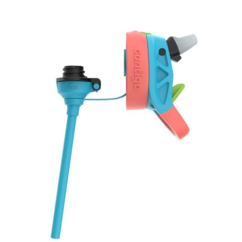 Image of Contigo Kids Cleanable AutoSpout Water Bottle with Pop up-Straw, BPA-Free Plastic, 20oz, Blue Raspberry & Coral