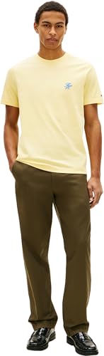 Tommy Hilfiger Herren T-Shirt Kurzarm Script Monogram aus Baumwolle, Gelb (Citronella), XS – Ansicht 5