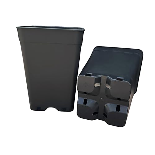 Growcery Heavy Duty Square Plastic Plant Pots - Extra Thick Sturdy Black Nursery Containers for Indoor Outdoor Gardening Available in 0.5L 1L 2L 3.5L 5L 6.5L 7L 11L 14L 18L & 25L (5 1L)