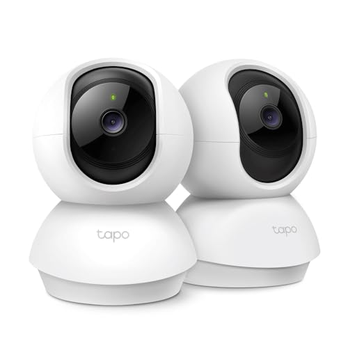 Tapo TP-Link C210P2 WLAN IP Kamera Überwachungskamera (Linsenschwenkung und Neigung, 3MP-Auflösung, 2-Wege-Audio, Nachtsicht zu 9m, bis zu 256 GB lokaler Speicher) Weiß/Schwarz, 2Stück*
