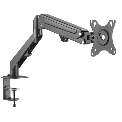 Wiltec Support d’écran 17-27 Pouces 2 à 6,5 kg 1x Ordinateur Ressort à gaz Fixation de Table VESA 75x75/100x100 Bras Articulé Porte-Ordi Inclinaison et...