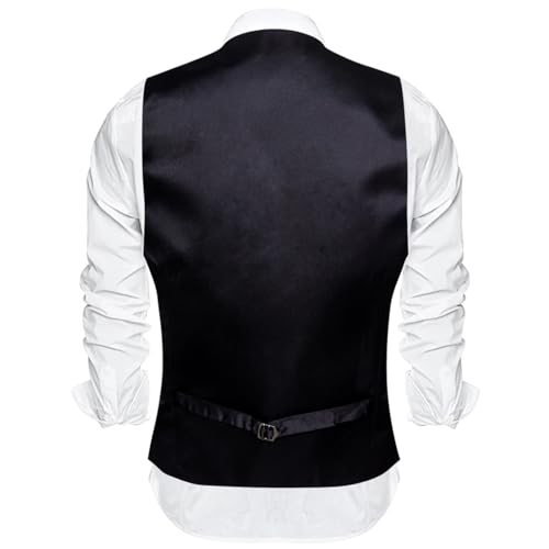 Men's 4-Piece Silk Vest Set with Tie Cufflinks Pocket Square Formal Waistcoat for Suit Jacket4