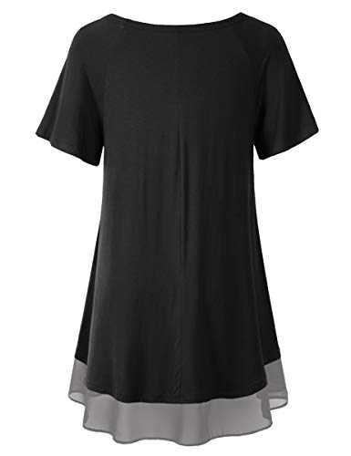 LARACE Plus Size Tunic Tops for Womens Summer Clothes Dressy Round Neck Short Sleeve Shirts Flowy Chiffon Blouses2