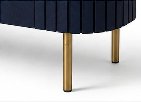 Image of Solid Wood Mandala Sideboard Cabinet with Sintered Stone Top for Living Room | Premium Acrylic Blue with Soft Close Hinges | 120 cm (W) x 39.8 cm (D) x 85 cm (H)