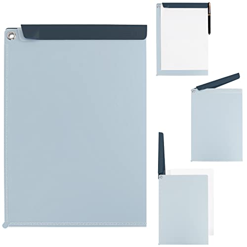 HMIEPRS A4 Porte-Blocs avec Pince, Presse-papiers en Plastique de Conférence, Planchettes à Pince Avec Rangement et Porte-formulaires Porte Document Bloc des Dossiers pour Étudiants, Bureau (Bleu) Cover