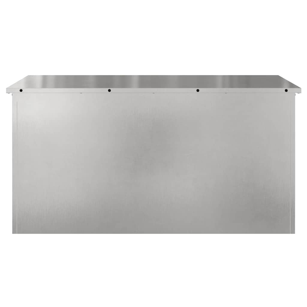 Contenitore metallico per cuscini da giardino, in acciaio, 100 x 50,5 x 50 cm, colore argento, resistente alle intemperie, con sollevamento a gas, salvaspazio, impilabile, versatile, per
