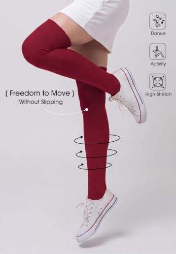 Image of Azue Women Non Slip Thigh High Socks Knee High Boot Stocking Leg Warmers | Soft cotton comfort,Non-slip silicone stay-up fit,Elastic stretch,Vibrant colors for daily wear,Halloween,or cosplay
