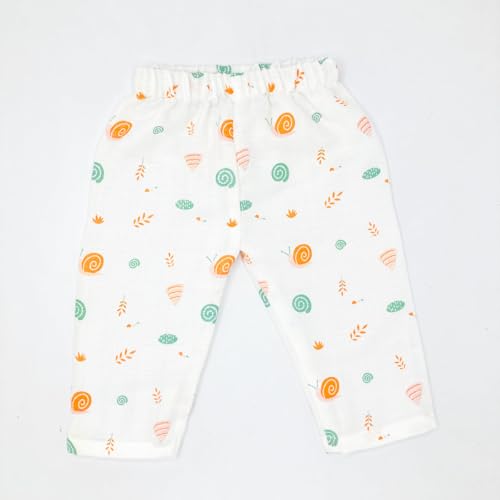 Image of Muslin Cotton Baby Dress -Sleepsuit Full Sleeve Night Suit -Animal /Snail Print Pyjama Set