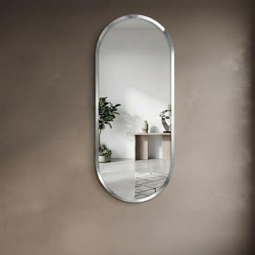 Image of Creative Arts n Frames 5mm Full Length Long Beveled Smooth Edges Frameless Rectangular Wall Mount HD Mirror Home Decor Items (18X42 inch Capsule HD Mirror)