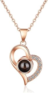 CERSLIMO Necklace for Girlfriend Wife Mum Lovers, Magical Projection 100 Languages I Love You Heart Shaped Pendant NecklaceRomantic Necklaces Jewellery Gift for Women Girls