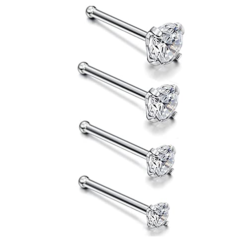 Sqkxklcz 4Pcs Grade 23 Titanium Nose Studs 18G Cz Tiny Nose Rings Hypoallergenic G23 Nostril Piercing Jewelry For Women Men 1.5Mm 2Mm 2.5Mm 3Mm Cubic Zirconia Nose Bone Straight Shape #TOP14