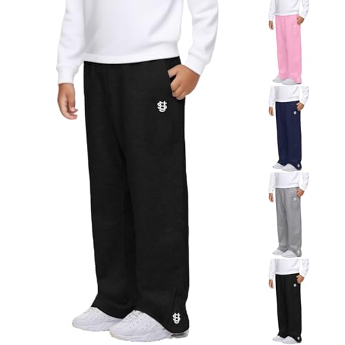 Generisch Pantalon de jogging pour garçon, baggy, pantalon de survêtement large en coton, pantalon de sport long, pantalon de survêtement taille élastique avec poches, cordon de serrage, hommes course