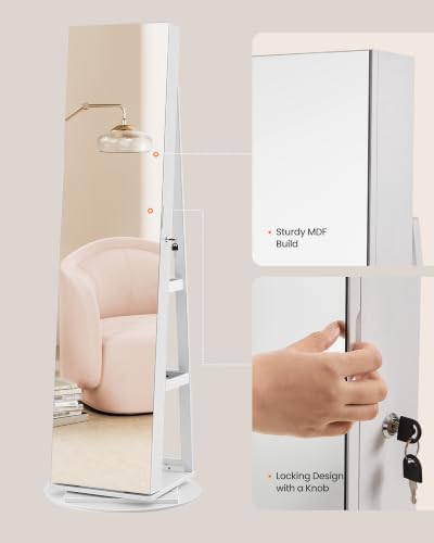 Image of SONGMICS HOME Standing Jewelry Armoire, Full Length Mirror with Storage
