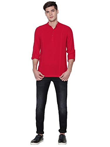 Image of Identiti Men Solid Slim Fit 100% Viscose Casual Shirt /Kurta for Men