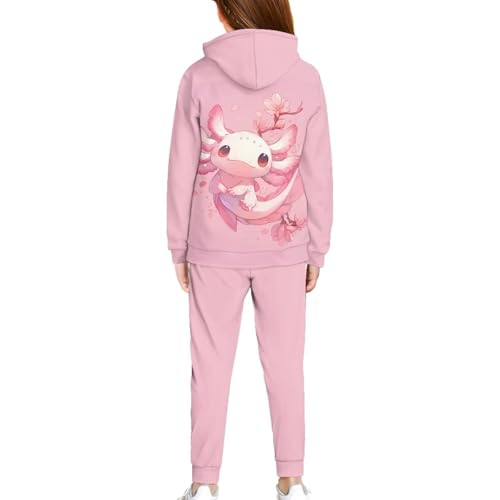 Yuuxorilu Girl's Casual 2 Piece Outfits Graphic Long Sleeve Hoodies Sweatshirts and Sweatpants Set2