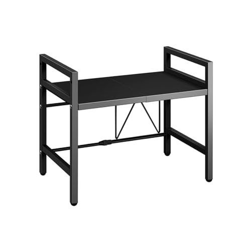 Soporte ajustable de 2 niveles para horno microondas con estante de almacenamiento resistente y 6 ganchos, organizador de cocina que ahorra espacio para pequeños electrodomésticos y utensilios