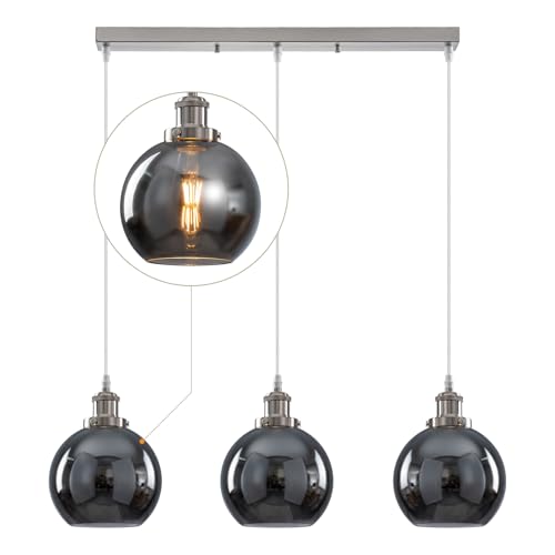 WILON Ceiling Lighting Vintage 3 Pendant Light Glass Grey Lampshades