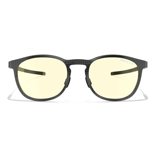 Image of ANYLUV Blue Light Glasses Men, Vintage Round Carbon Fiber Eyewear, Lightweight Mens Computer Gaming Glasses, Anti Eyestrain