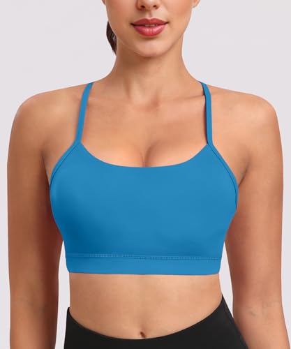 Spaghetti Strap Padded Sports Bras for Women - Y Back Yoga Workout Tops (3 Pack)2