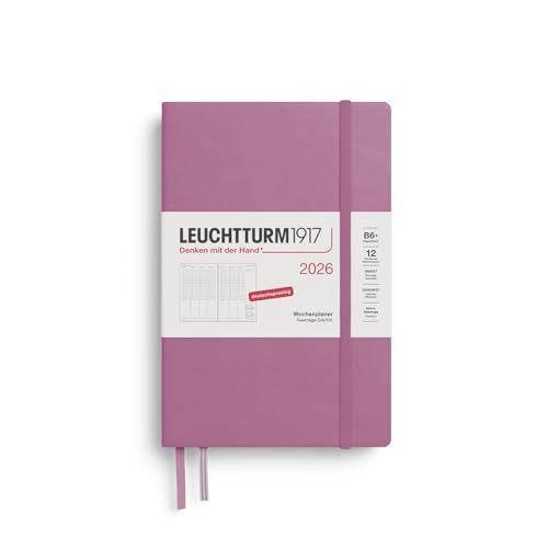 LEUCHTTURM1917 372585 Wochenplaner Paperback (B6+) 2026, 12 Monate, Dusty Rose, Deutsch