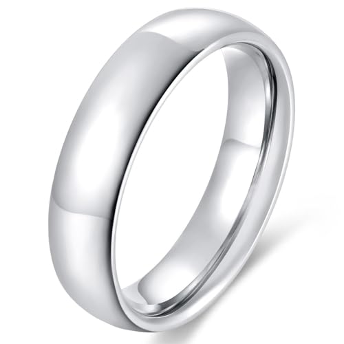 4mm 6mm Stainless Steel Ring Plain Dome High Polished Wedding Band Comfort Fit Size 4-12