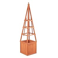 GROUNDLEVEL Obelisk Climbing Garden Planter For Flowers, Herbs, Shrubs Made From Cedar Wood H162 x 40 x 40 CMS.