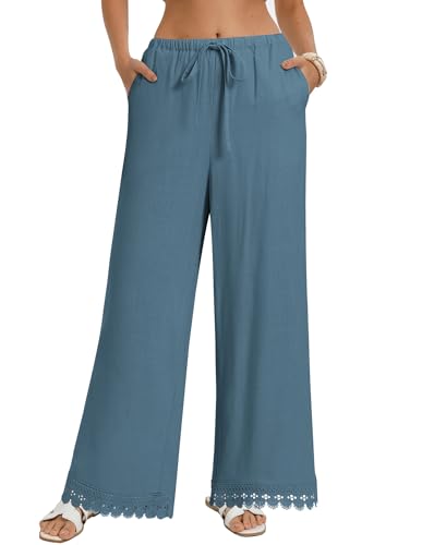 Image of GRACE KARIN Women Linen Pants Wide Leg Casual Palazzo Pants Trousers