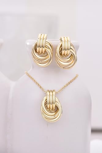 Gold Knot Pendant Necklace for Women Gold Statement Geometric Necklace Dainty Link Choker Necklace Trendy Jewelry Accessories4