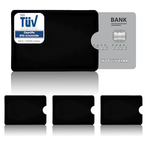 AntiSpyShop RFID Schutzhüllen, TÜV geprüft, NFC Blocker - Kreditkarte, Bank EC Karte (3X Schwarz) AntiSpyShop RFID Schutzhüllen, TÜV geprüft, NFC Blocker - Kreditkarte, Bank EC Karte (3X Schwarz)