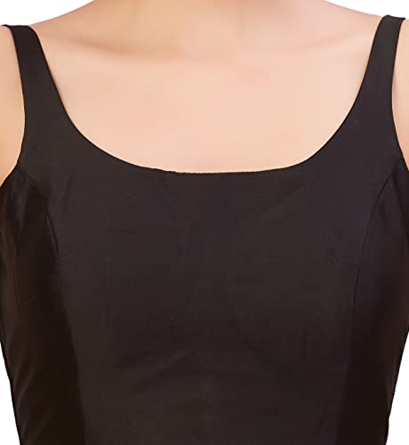 Image of Studio Shringaar Women's Polyester Sleeveless Satin Padded Saree Blouse