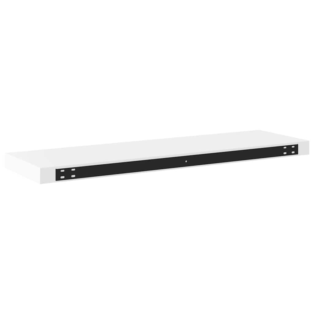 Juego de 2 estanterías flotantes blancas, 80 x 23,5 x 3,8 cm, tablero de fibra de densidad media y metal, moderno estante de pared para salón, dormitorio y oficina, capacidad de carga de 10