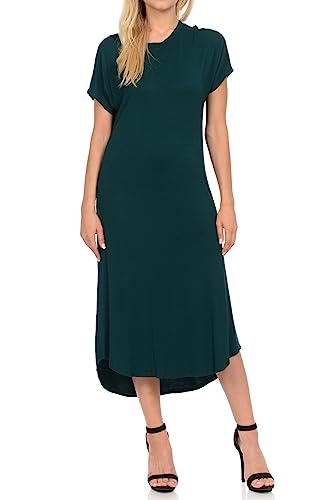 Image of iconic luxe Women's A Line Short Sleeve T Shirt Midi Dress Summer Casual