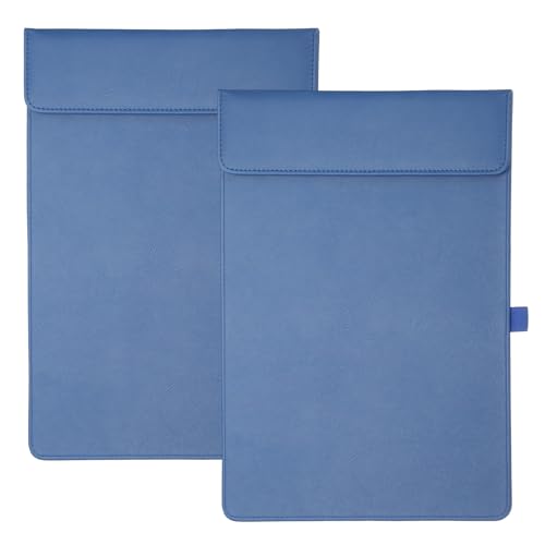 Planchette à pince magnétique en cuir bleu marine A4 pour bureau élégant