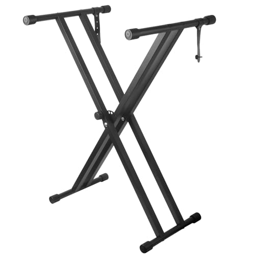Bazayona Piano Keyboard Stand Double X Heavy Duty Keyboard Stand with Locking Straps, 7 Adjustable...