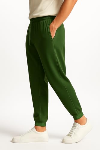 Image of Veirdo 100% Pure Cotton Regular Fit Mid Rise 2 Pocket Trackpants for Men (Available in Black, Brown, Navy, Olive, Eiffel Tower Colors)