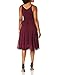 Dress the Population Women's Alicia Plunging Mix Media Sleeveless Fit & Flare Midi Dress Dress, Burgundy, l