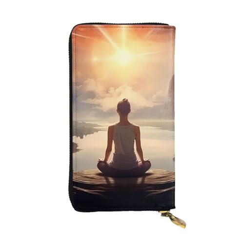 Portefeuille long en cuir résistant fini le désordre dans votre sac de yoga grâce au noir
