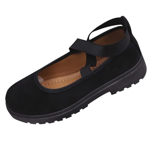 Compra Online 2025 Zapatos Mujer,Comodos Bailarinas Elegantes de Ante Colores Puros Zapato de Suela Gruesa Alpargatas de Cuña Suave Moda Casual Fiesta Merceditas Vestir Ligero Versátiles Mary Jane